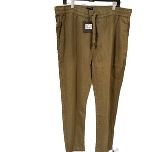 Joe’s Men’s Soder Slim Linen Pants Olive Green Stretch Waist Size XXL NWT